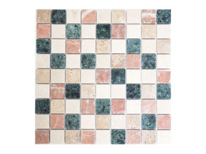 Мраморная мозаика Боттичино, травертин, Красная Верона и зеленые Альпы