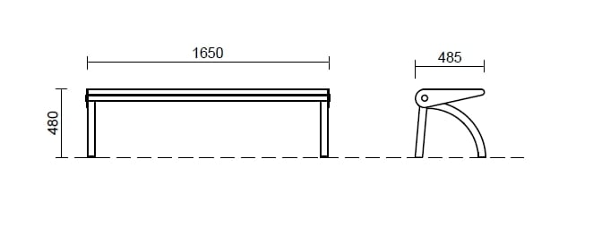 Деревянная скамья без спинки Studio Città эскиз ARCH-00140389 - Вид №1
