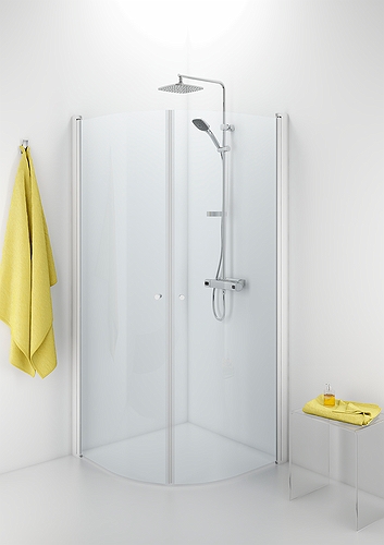 500.884.00.5 IDO Showerama 10-4 душевая стенка для круглого углового душа, IDO Showerama 10-4, матовые профили / прозрачное стекло, 900x800 мм  - Вид №1