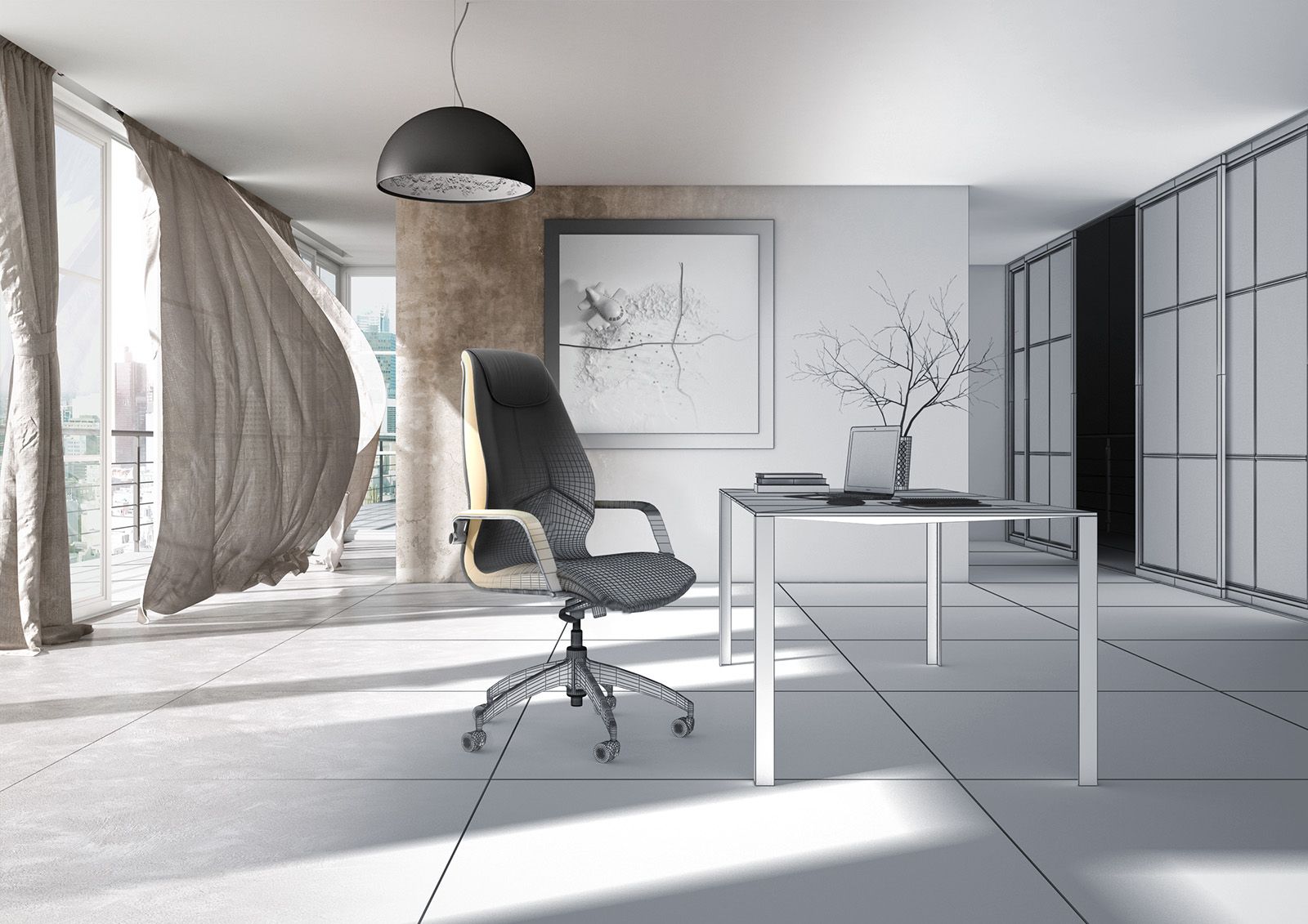 Кожаное вращающееся офисное кресло с подголовником Leyform Wave ARCH-00006785 - Вид №3