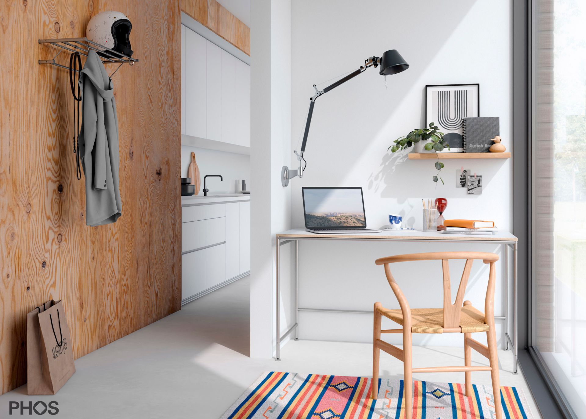 KATI-S1-140x60-MW Карлсруэ стол - письменный стол - белый - 140 х 60 х 75 см. PHOS  - Вид №1