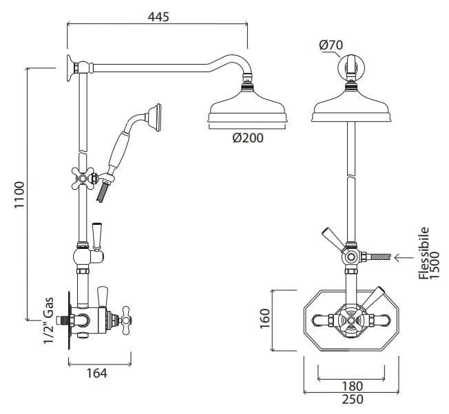 Термостатическая настенная душевая колонна с ручным душем Park Avenue Astaire ARCH-00093432 - Вид №1
