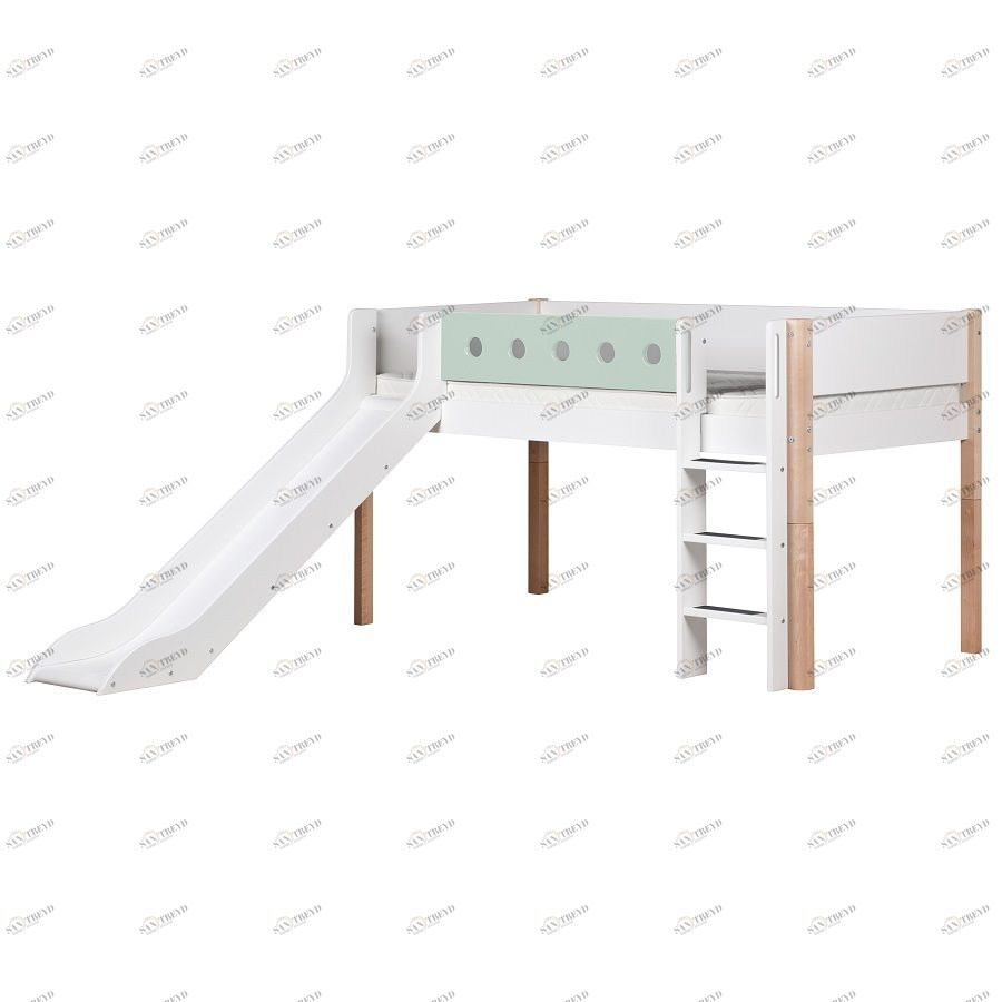 Кровать Flexa White с горкой, 200 см, мятная лакированная 801731322