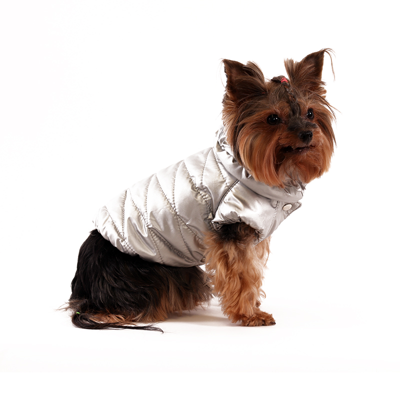 ПР0049571 Куртка для собак Серебро унисекс р-р L 28 см YORIKI  - Вид №1