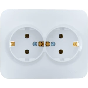 Розетка двойная встраиваемая Lezard Asti с заземлением цвет белый