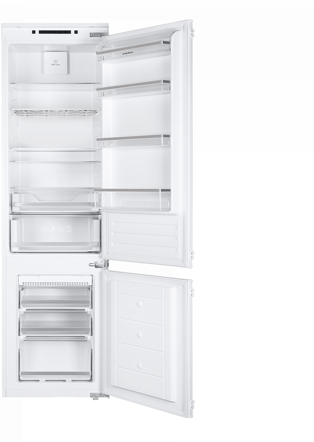 MBF193NFFW Холодильник встраиваемый / тип: двухкамерный со статической системой в холодильном и nofrost в морозильном отделении.тип установки: встраиваемый.общий/полезный объем, л: 285/281.управление: электронное.класс энергопотребления: a+.тип хладогента Santreyd  - Вид №2