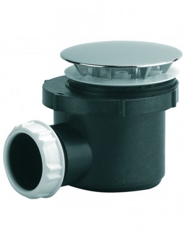 576300 000 00  Душевой трап для поддона Д. 50 мм, круглая металлическая крышка, выход горизонтальный, нержавеющая сталь Valentin Хром  - Вид №1