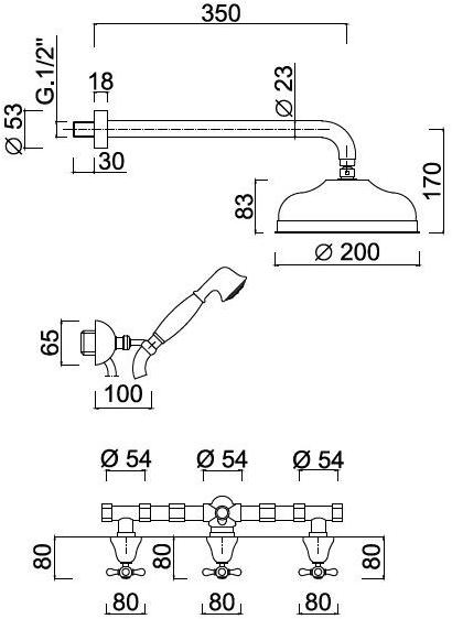Rubinetteria Giulini Душевой набор на 5 отверстий с ручным душем Lotus - vienna F0515w2ks - Вид №1