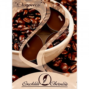 001828 Cвечи в гильзе ароматические 1.6 x 3.8 см 12 г 6 шт. Эспрессо Омский Свечной