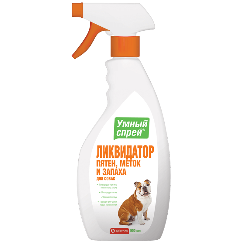 Т0056294 Умный спрей для собак Ликвидатор пятен, меток и запаха 500мл Apicenna 