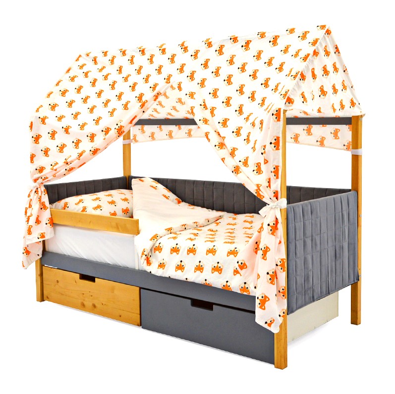 Детская кровать-домик мягкая дерево-графит Svogen БЕЛЬМАРКО  00-3873182 Бежевый;серый Santreyd  - Вид №7