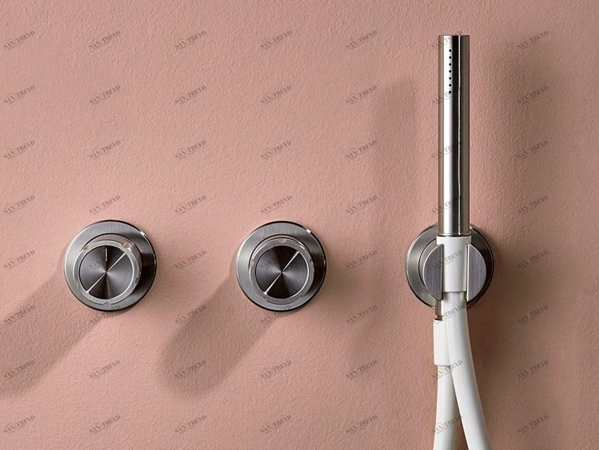 MINA Смеситель для душа из нержавеющей стали на 3 отверстия с ручным душем Synth 4900 + 0421 + 0700