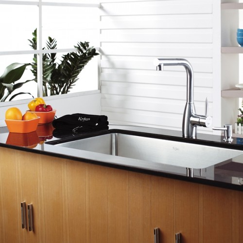 KHU100-30-KPF2140-SD20 Накладная раковина на столешницу  прямоугольная Krausru  - Вид №3