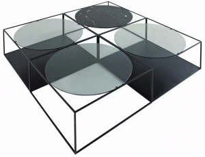 Roche Bobois Квадратный металлический журнальный столик с журнальной стойкой для гостиной