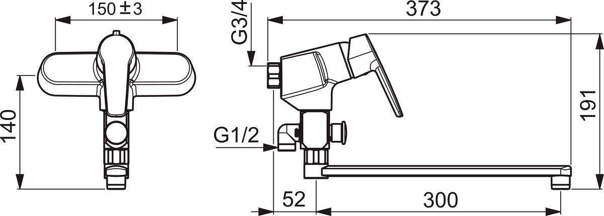 Oras 3942 Cмеситель для ванны и душа 3942 Saga Хром  - Вид №1
