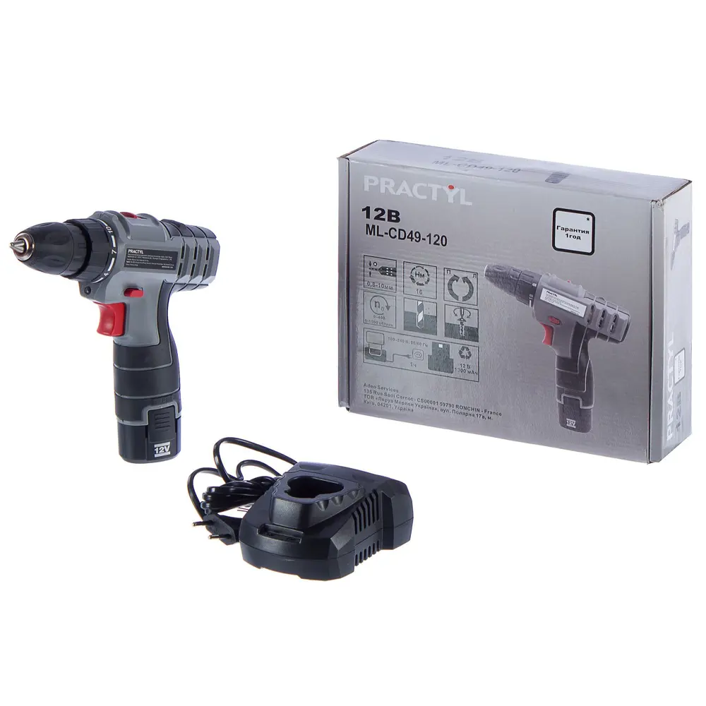 Дрель-шуруповерт аккумуляторная Practyl ML-CD49-120, 12 В Li-ion 1.3 Ач STLM-2186482 - Вид №3