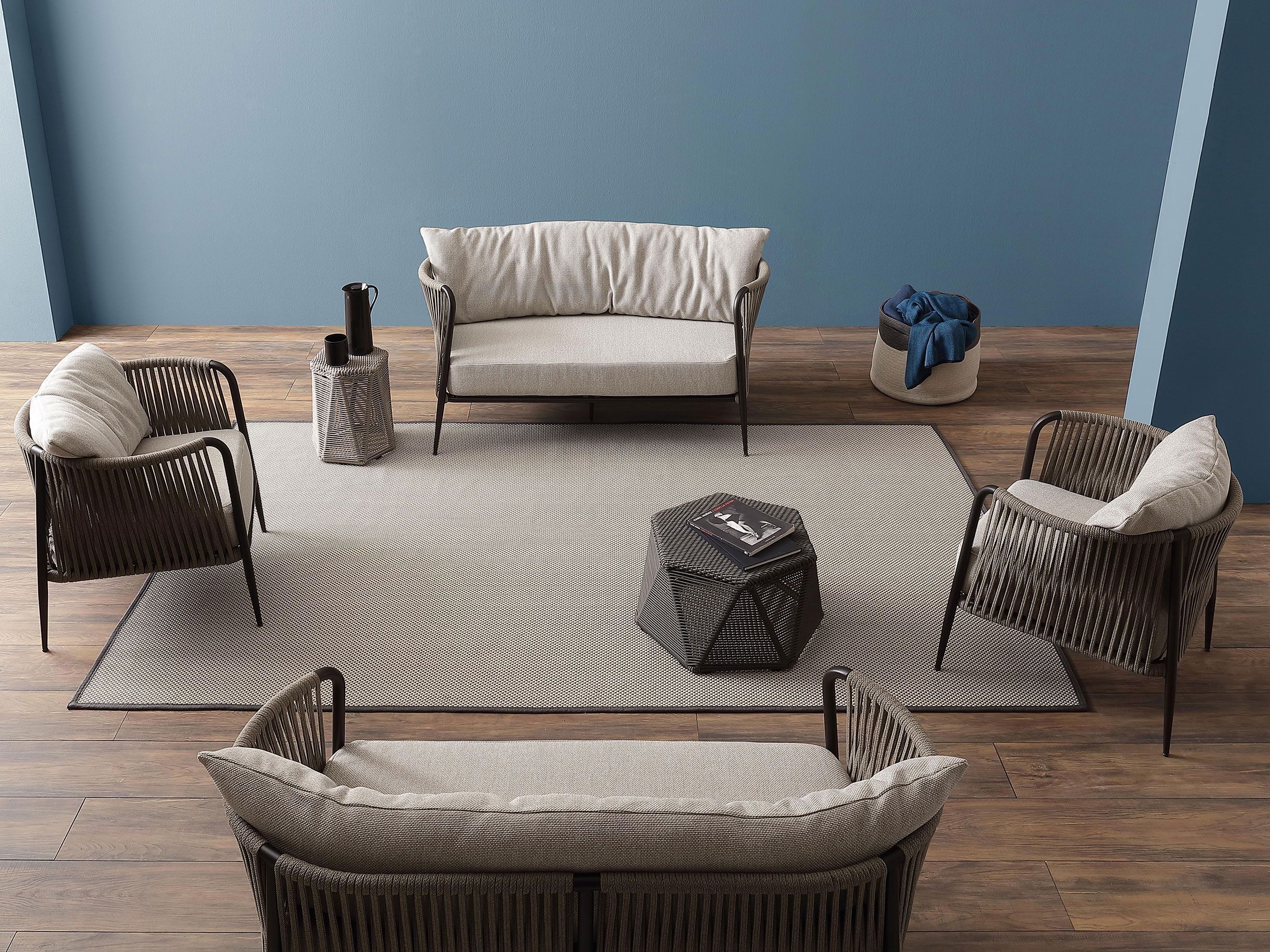 Плетеный алюминиевый садовый пуф Nodo Italia DIAMOND LOW ARCH-00071992 - Вид №4