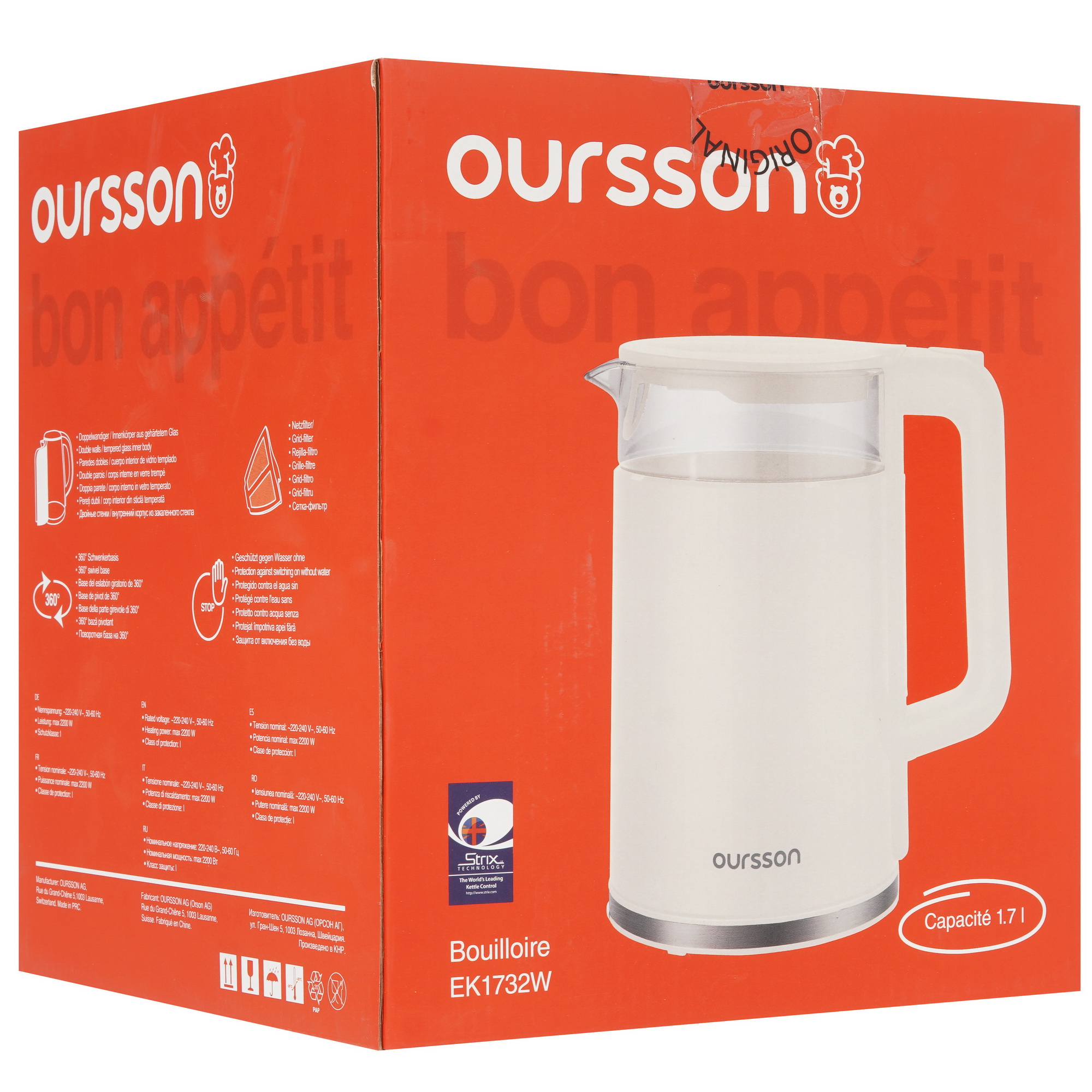 5352114 Электрочайник Oursson EK1732W/BL черный STDN-0079294 - Вид №9