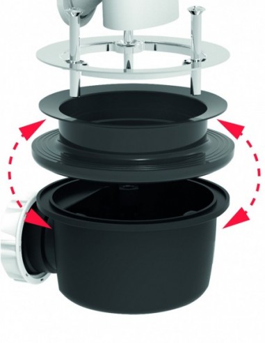 571700 000 00  Минимальный слив для душевого поддона Д. 90 мм, очень плоский, крышка из АБС-пластика Д. 116 мм, H. 60 мм, хром Valentin Хром  - Вид №6