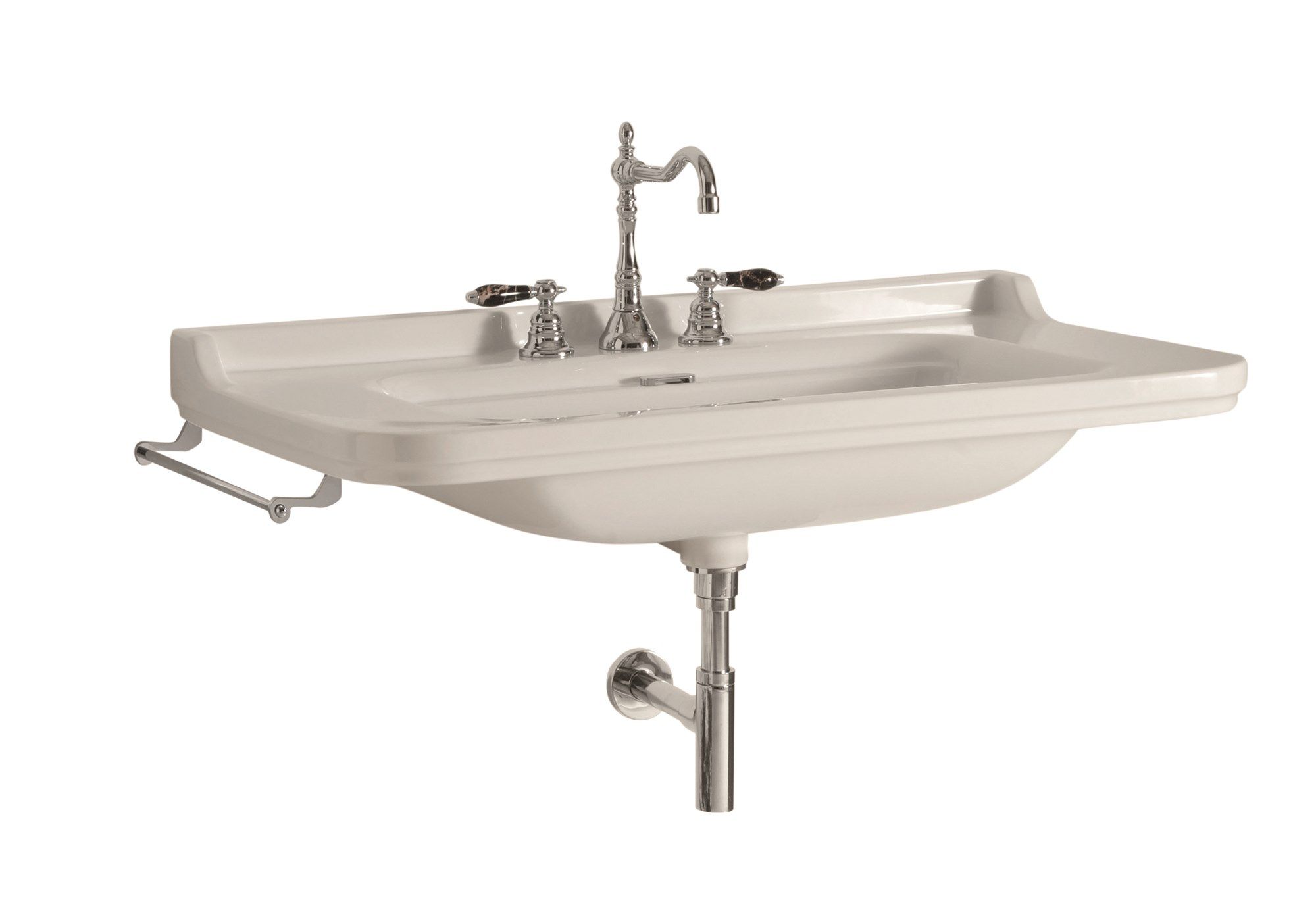 Керамическая прямоугольная подвесная раковина с держателем для полотенец Kerasan Waldorf ARCH-00103313 - Вид №1