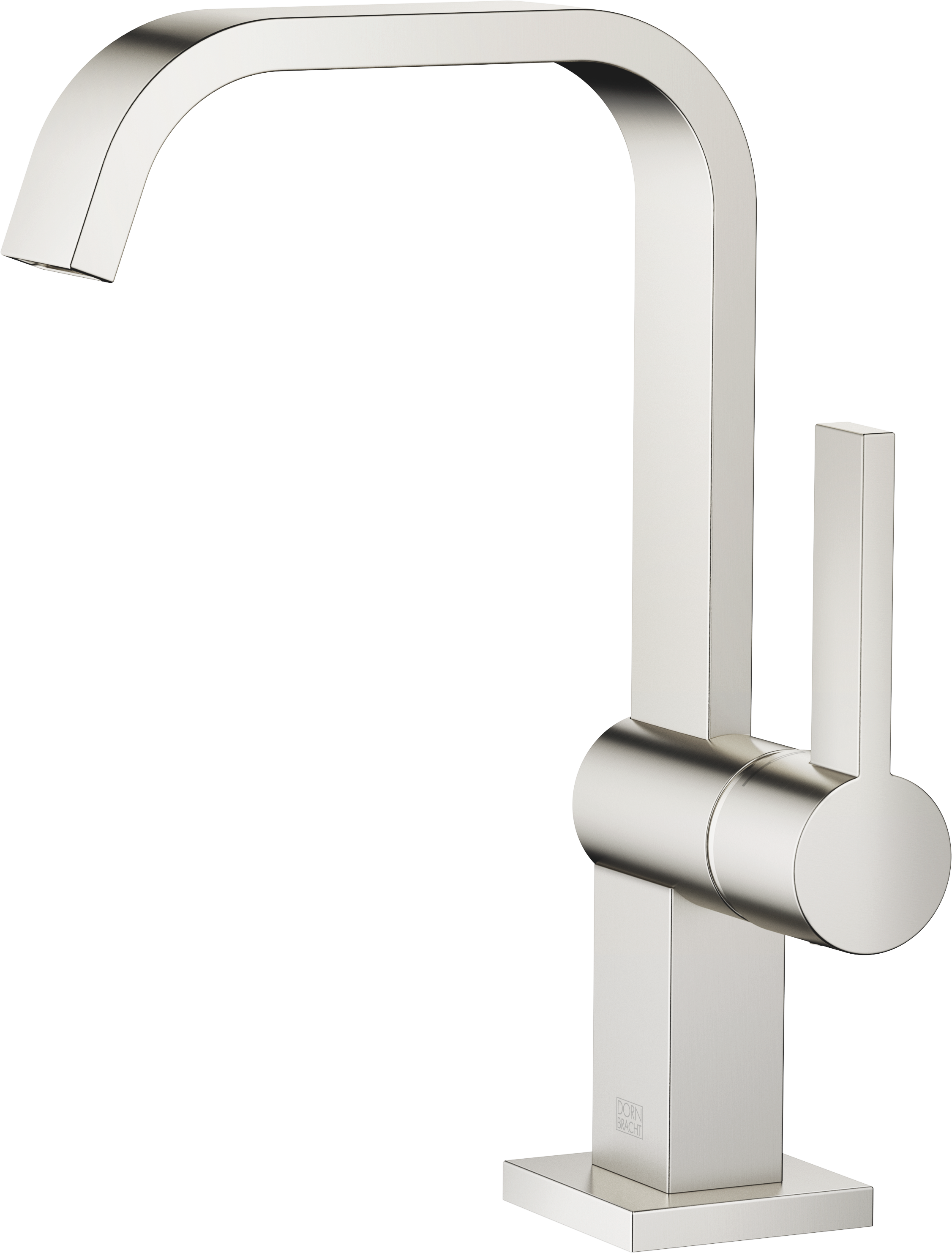 IMO Смеситель для раковины, однорычажный, с высоким изливом, без донного клапана - матовая платина