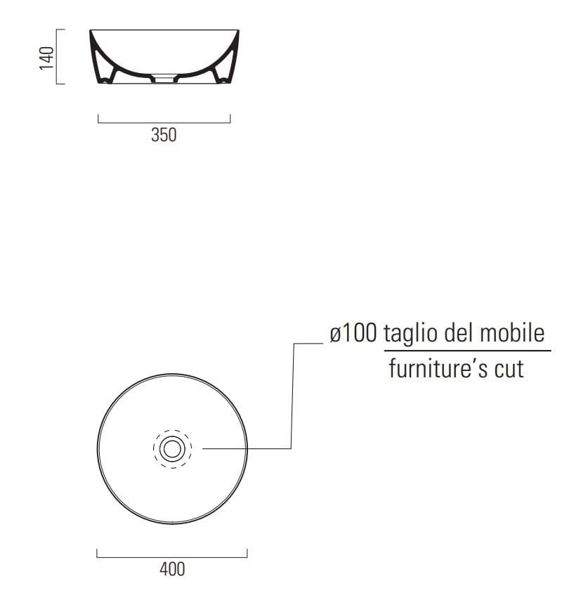 Умывальник с одной круглой столешницей GSI ceramica Nubes ARCH-00024745 - Вид №4
