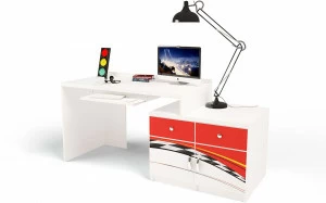 Стол модульный ABC-KING Г Тумба 400+400 La-Man ЛЕВЫЙ красный