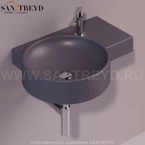 FL04ANTRACITEMATT Подвесная раковина настенная круглая Simas Flow черная