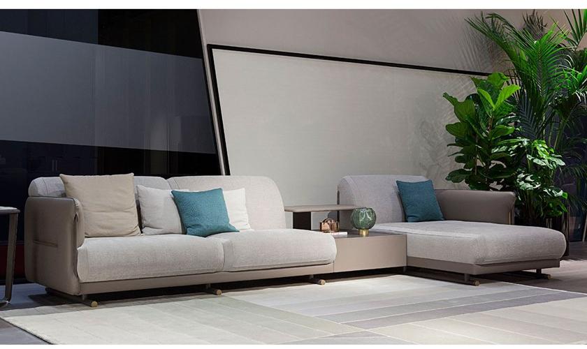 Turri Модульный диван из ткани и кожи с шезлонгом Vine sun-id-1353873 - Вид №1