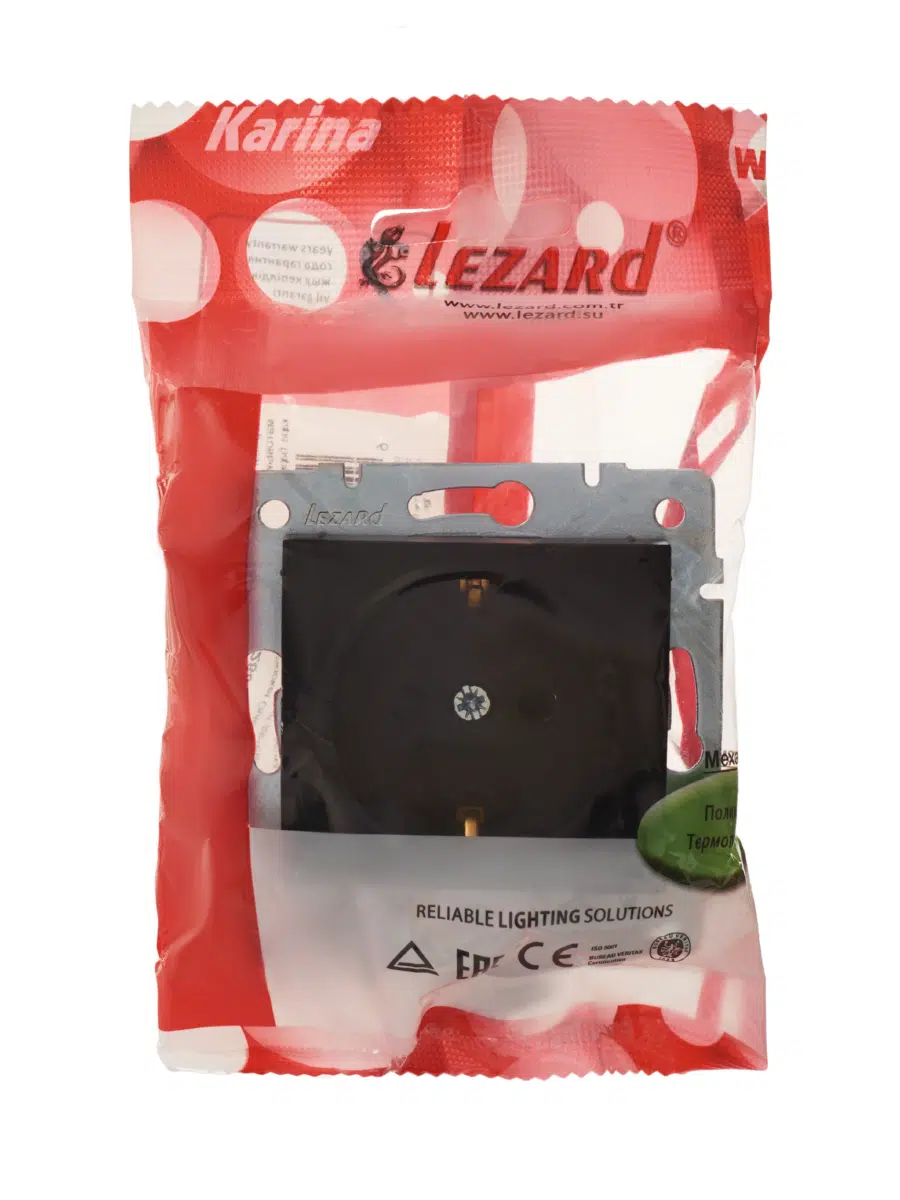 KARINA Розетка с защитой от детей сз черный бархат LEZARD 707-4288-124В