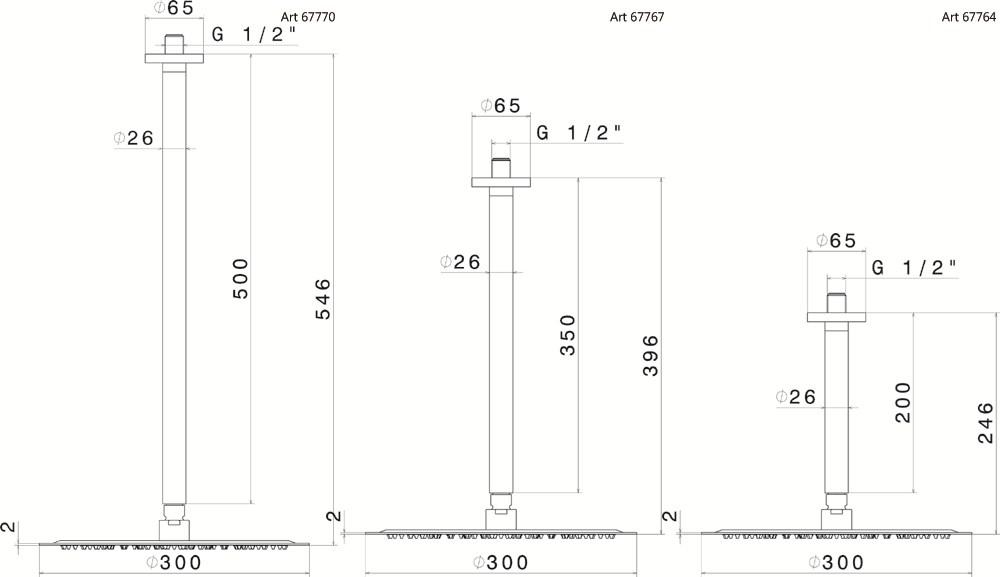 newform Потолочная лейка душа с кронштейном Head showers 67764 - Вид №1