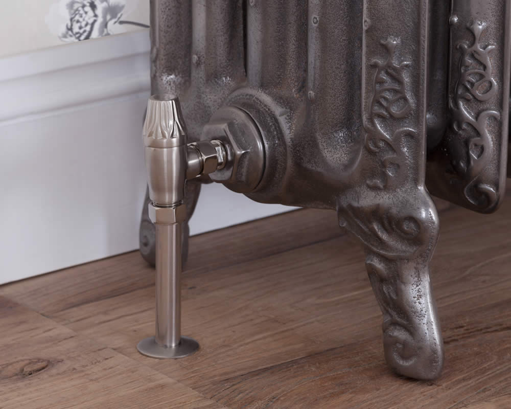 HAN010 Входной ручной клапан радиатора Crocus Wheel 15 мм (сатинированный никель) Сarronheating  - Вид №3