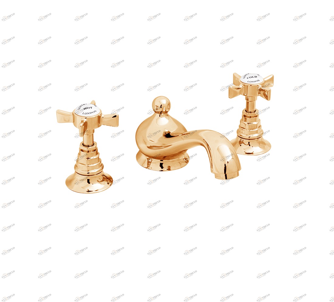 Gentry Home Смеситель для раковины Style на три отверстия с всплывающей пастой Ascot Темное золото GH102374 