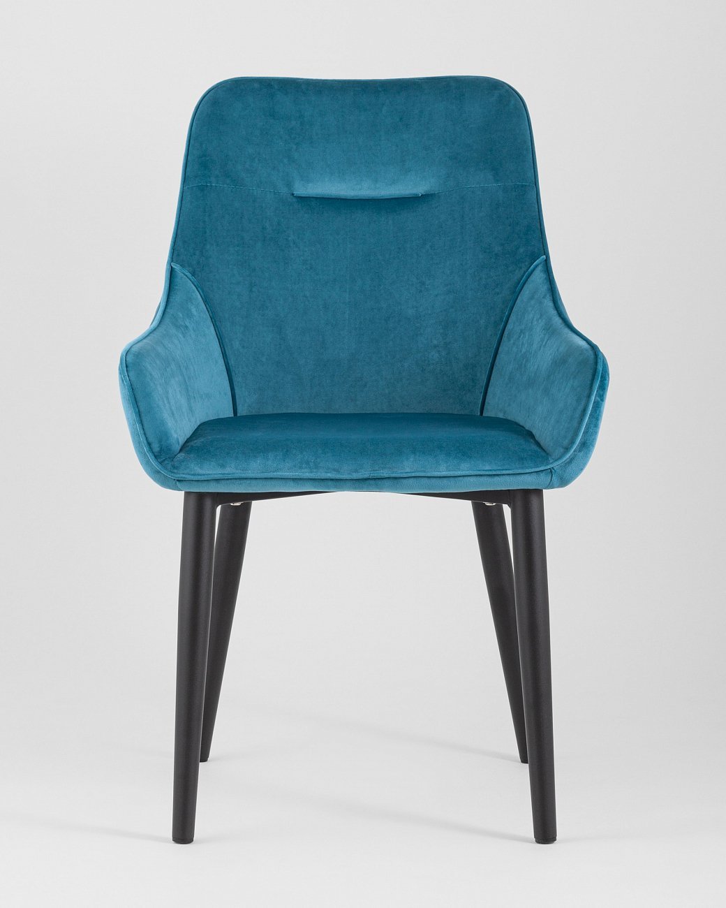 Стул с подлокотниками мягкий темно-бирюзовый с черными металлическими ножками "Диана" STOOL GROUP ДИЗАЙНЕРСКИЕ 00-3881953 Голубой  - Вид №1