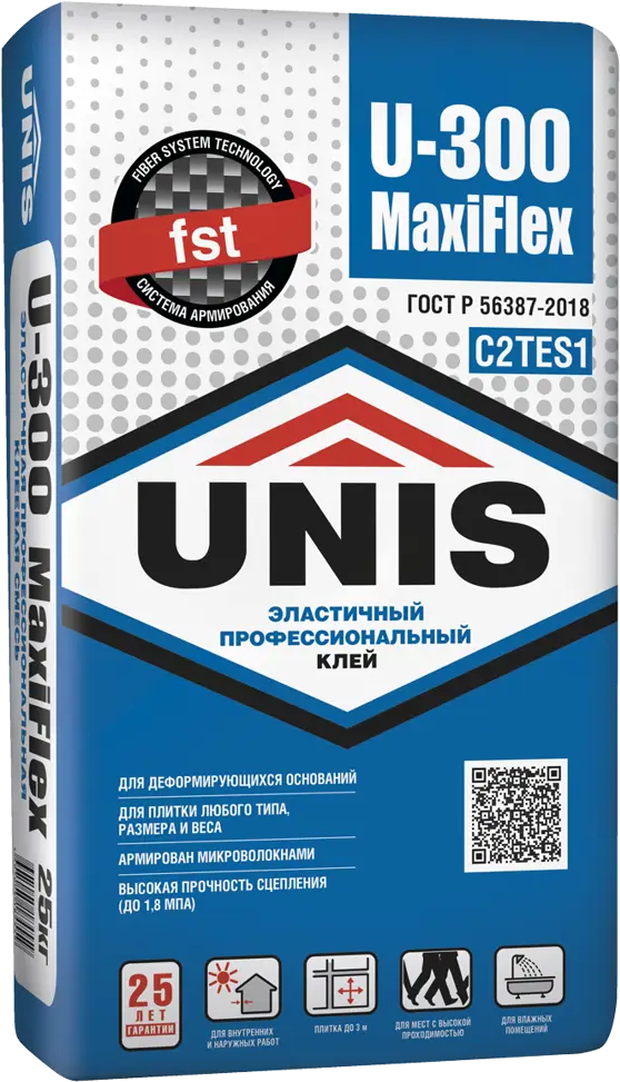 Unis U-300 Maxiflex - армированный плиточный клей для сложных поверхностей 89357892