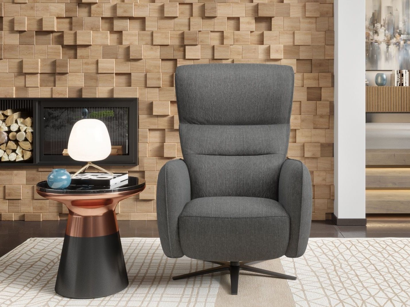 5-спицевое тканевое кресло с подлокотниками Sofanella Lucera ARCH-00117015 - Вид №3