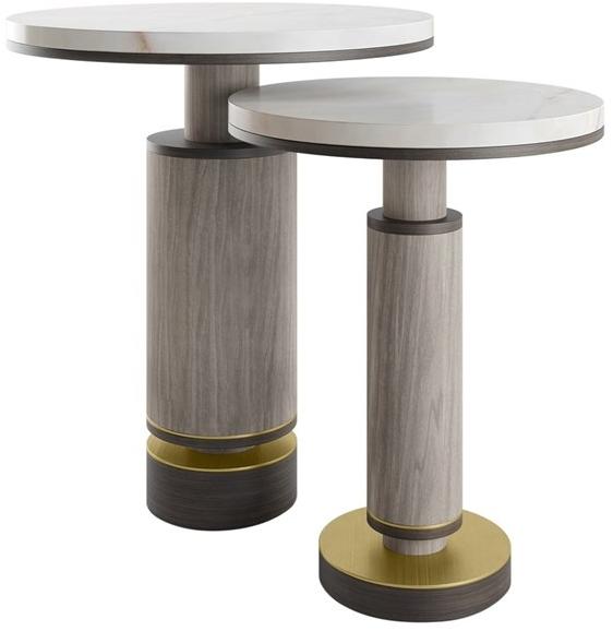 FRATO Круглый журнальный столик из дерева и камня sun-id-1430933 - Вид №1