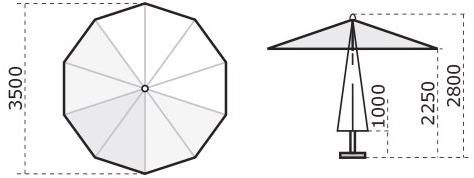 Scolaro Parasol Круглый зонт из алюминия с порошковым покрытием Napoli C3500 nas - Вид №2
