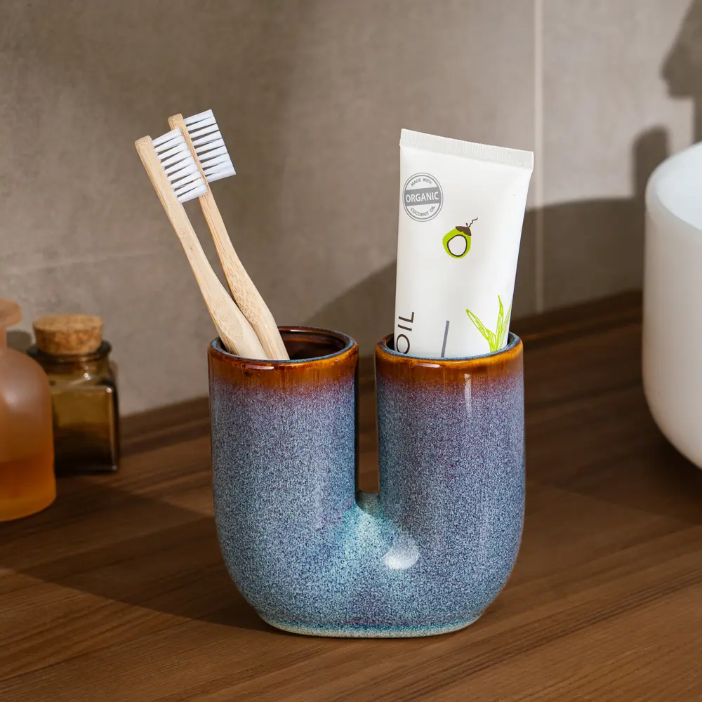 Керамический стакан для зубных щеток Verran Omega в синем цвете 89384107 STLM-1566740 - Вид №1