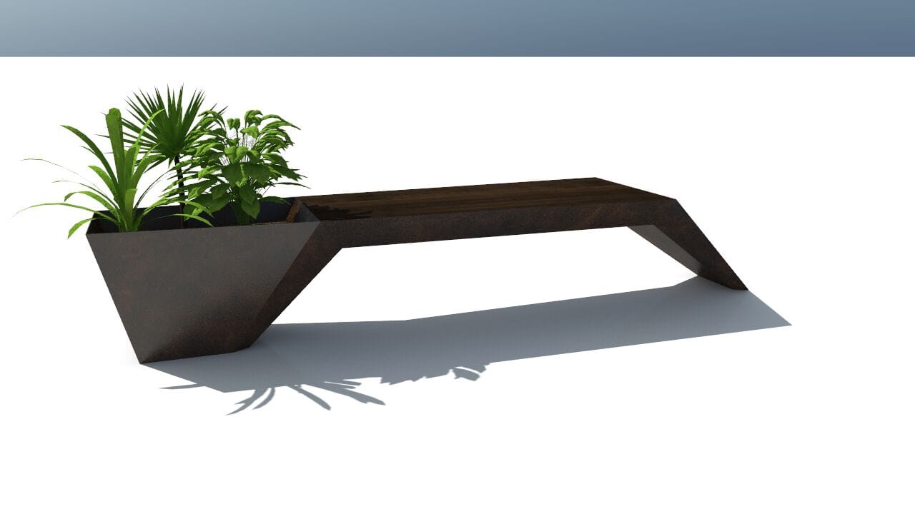 Скамейка из дерева и листового металла со встроенной плантатором без спинки CITYSì URBAN ARCH-00044158 - Вид №15