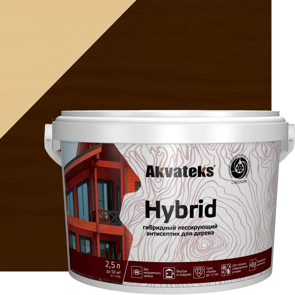АКВАТЕКС Hybrid - гибридный антисептик для дерева Палисандр 2.5 л 86364493