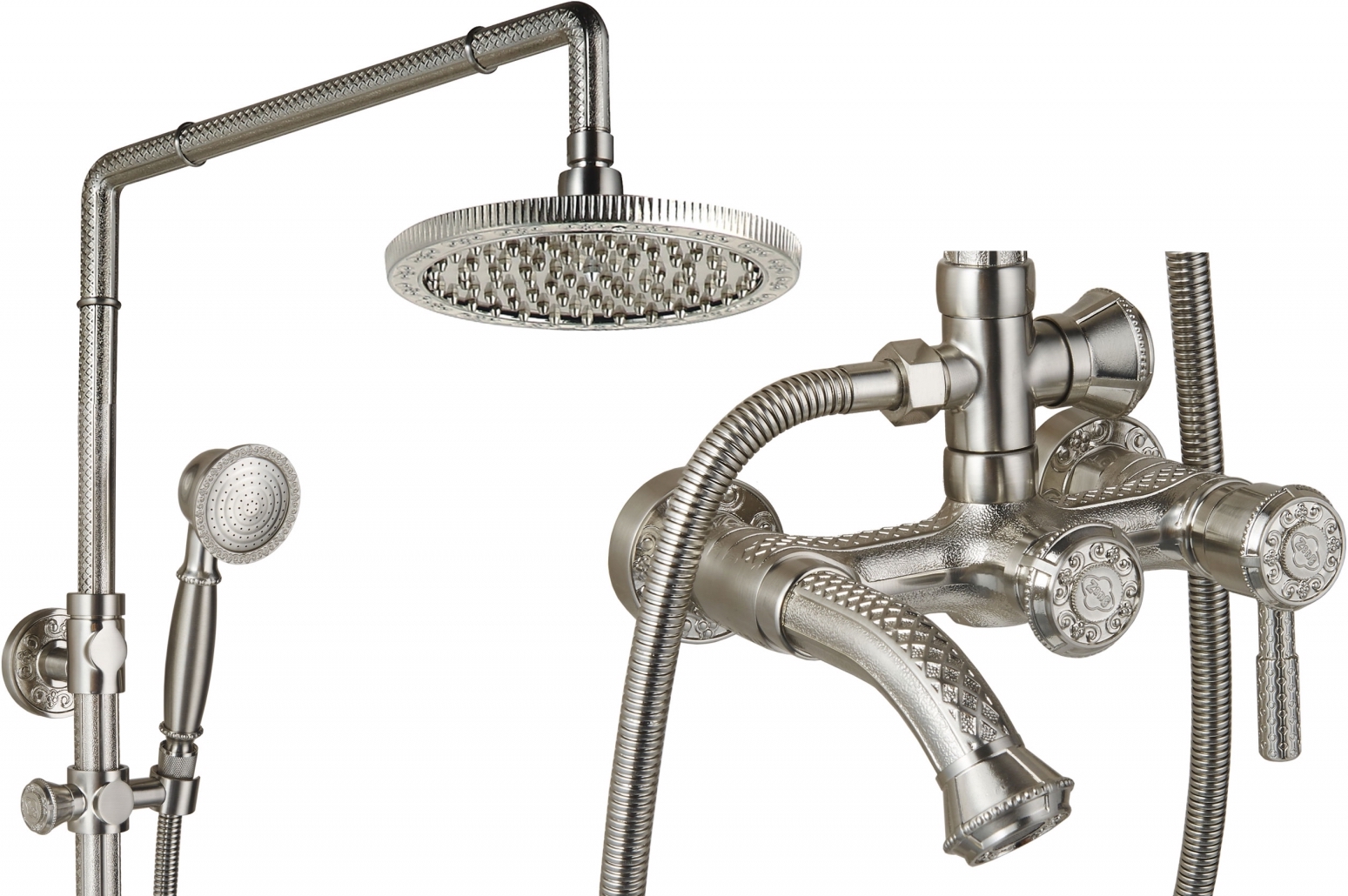 Душевая стойка ZorG Antic A 201DS-SL, серебро - Вид №1