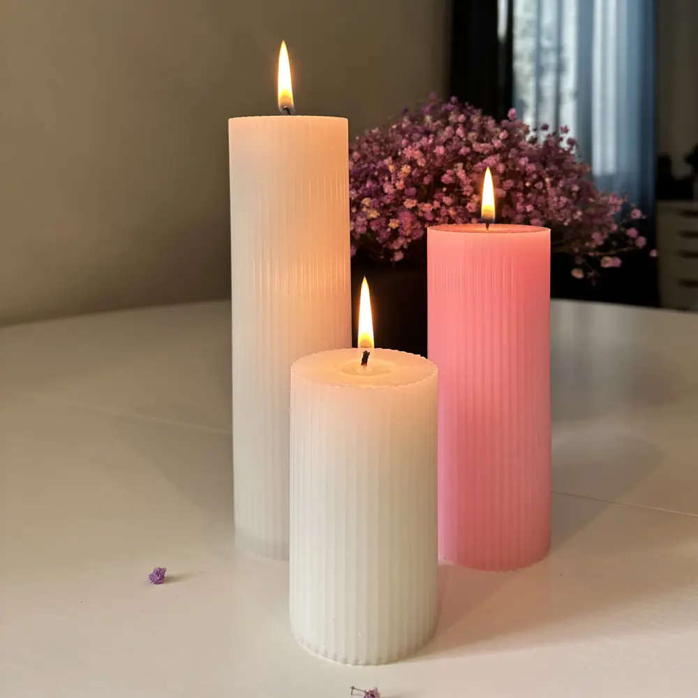 Дизайнерская свеча-столбик Ribbed розовая 15 см 89370272 Santreyd STLM-0826430 - Вид №4