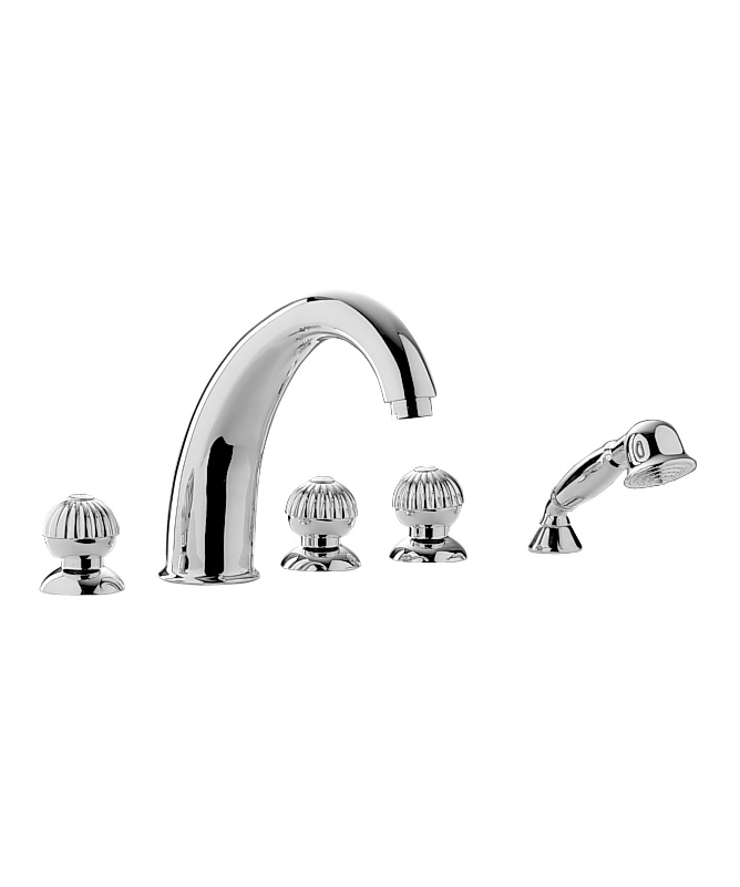 02531 / D Палубная ванна на пять отверстий и смеситель для душа с набором для душа. Bongio Radiant 02531/D