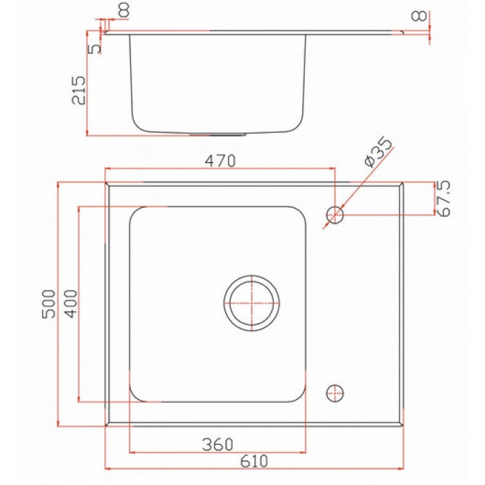 Zorg GL 5061 Black Мойка кухонная прямоугольная Zorg  - Вид №2