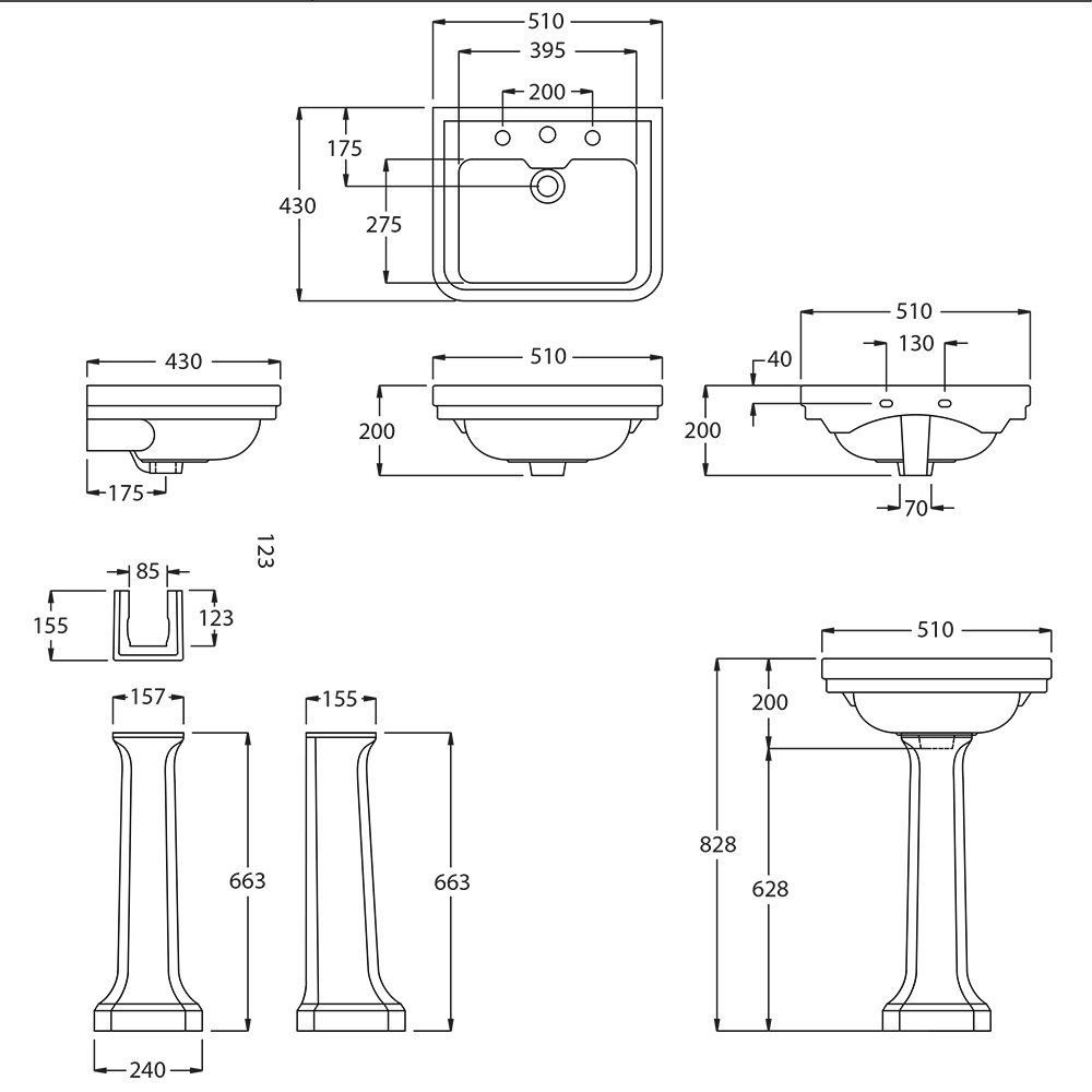 IMSR110 Раковина Chelsea Cloakroom Basis - 510 мм Chelsea Imperial - Вид №3