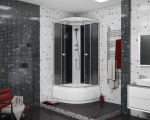 Душевая кабина NG- 7508-08BLACK (900х900х2150) высокий поддон(40см) стекло МОЗАИКА