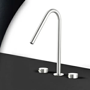 Смеситель для раковины сталь глянцевая с серой ручкой Toki Radomonte TKI24LCIL39