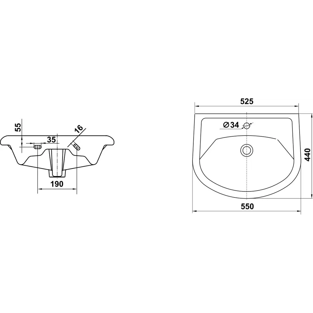 Раковина Керамин Стиль встраиваемая 55 см STLM-2195545 - Вид №4