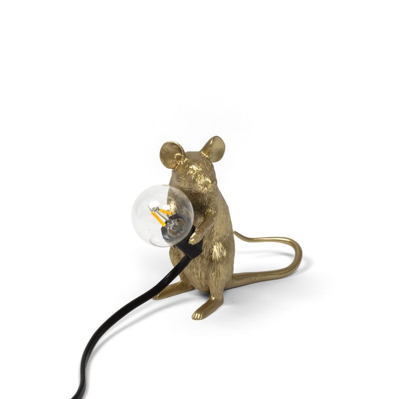 Настольная лампа 12,5х5 см золотая Mouse Lamp Gold Mac 15071 GLD SELETTI ЖИВОТНЫЕ, МЫШЬ 00-3882458 Золото  - Вид №2